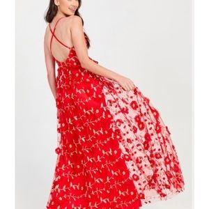 Red and Gold Maxi Dress